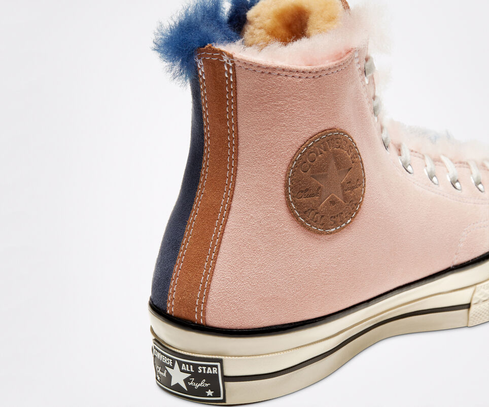 Converse Chuck 70 Genuine Shearling Lined Sneaker, 166319C Multiple Sizes Navy Blue/Baby Pink/Egret