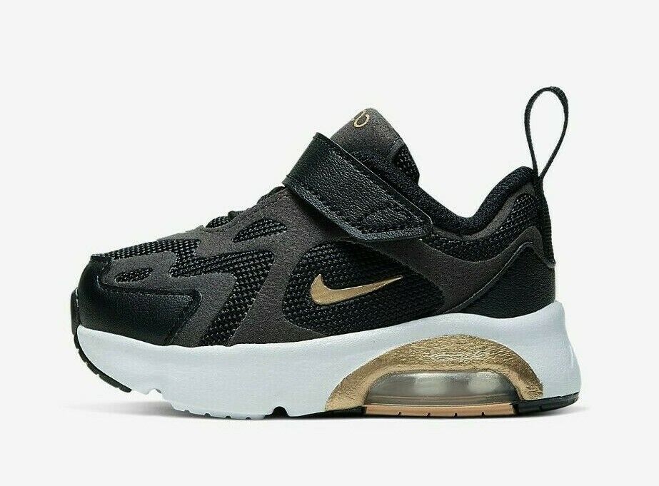 Nike Kids Air Max 200 (TD) (Infant/Toddler), AT5629 003 Size 6C Black/Anthracite/White/Metallic Gold