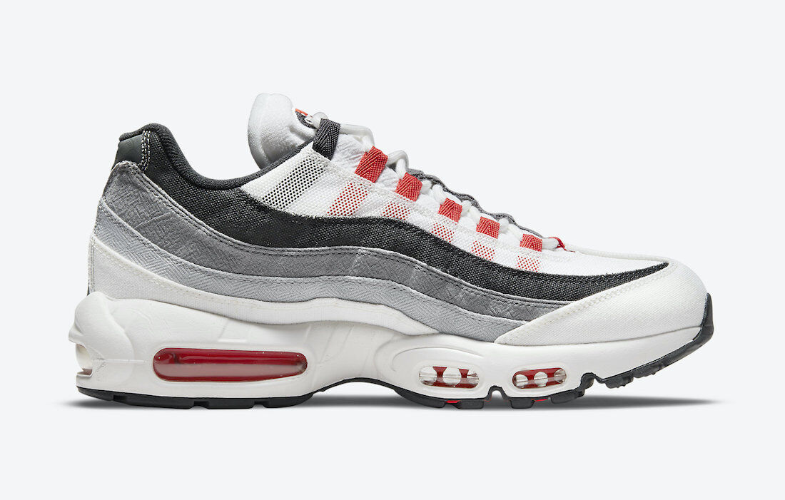 Men's Nike Air Max 95 QS Japan Running Shoes, DH9792 100 Multi Sizes Summit White/Off Noir/Light Smoke Grey/Chile Red