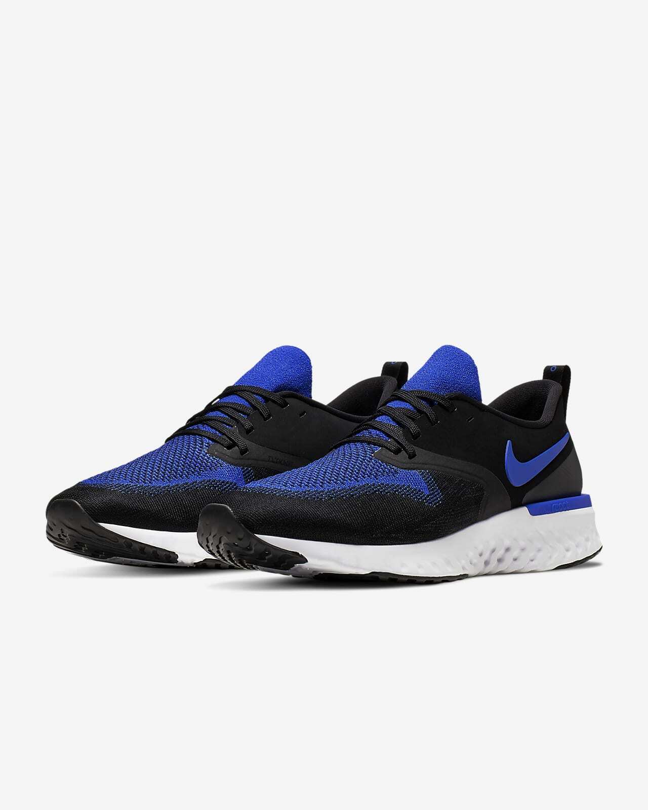Men's Nike Odyssey React 2 Flyknit Running Shoes, AH1015 011 Multi Sizes Black/Racer Blue/White