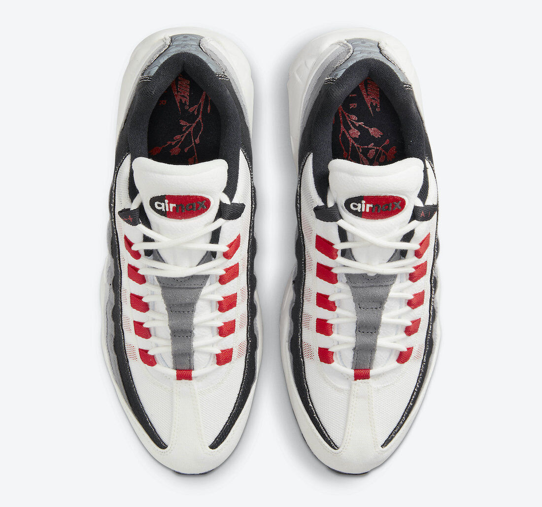 Men's Nike Air Max 95 QS Japan Running Shoes, DH9792 100 Multi Sizes Summit White/Off Noir/Light Smoke Grey/Chile Red
