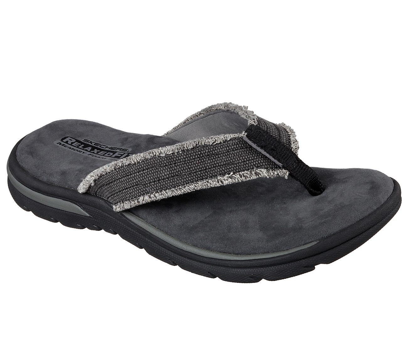 Men's Skechers Relaxed Fit: Supreme - Bosnia Sandals, 64152 /BLK Multiple Sizes Black