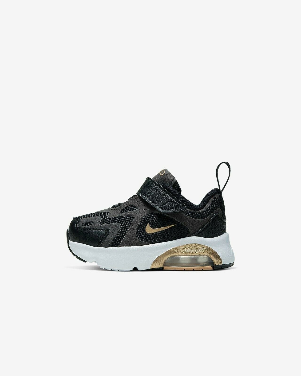Nike Kids Air Max 200 (TD) (Infant/Toddler), AT5629 003 Size 6C Black/Anthracite/White/Metallic Gold