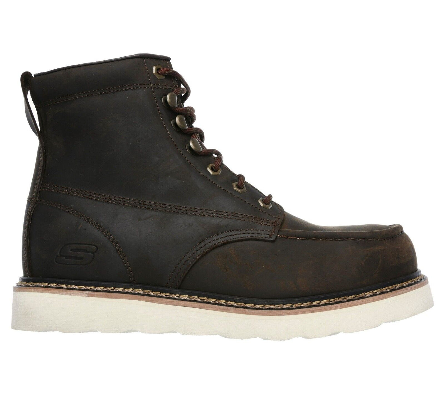 Men's SKECHERS Work Pettus Chirk Leather Boot, 77154 /CDB Multi Sizes Brown