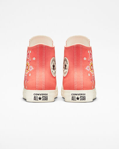 Women's Converse Chuck Taylor All Star Floral Embroidery Hi Top Shoe, A02203F Multi Sizes Bright Madder/Egret/Black
