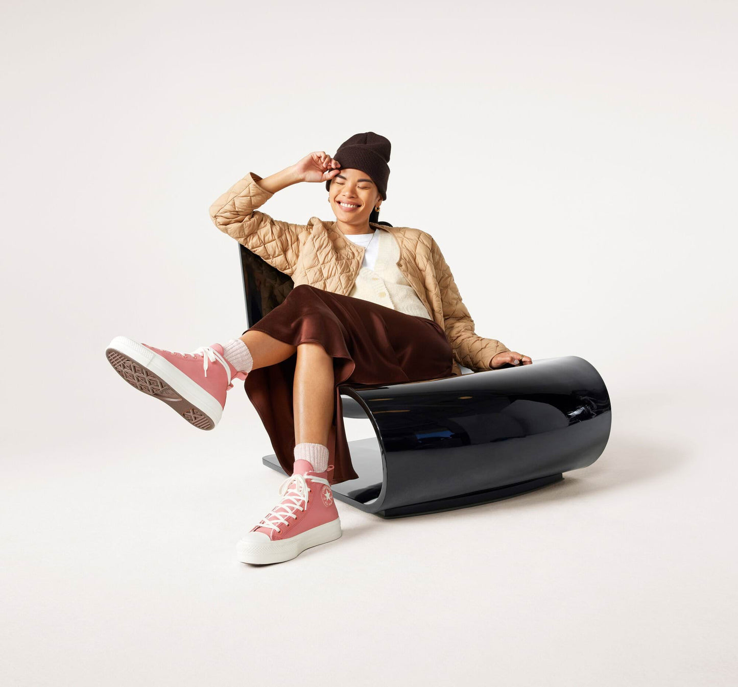 Women's Converse Chuck Taylor All Star Lined Leather Platform Hi Top Shoe, A04256C Multi Sizes Rust Pink/Egret/Egret