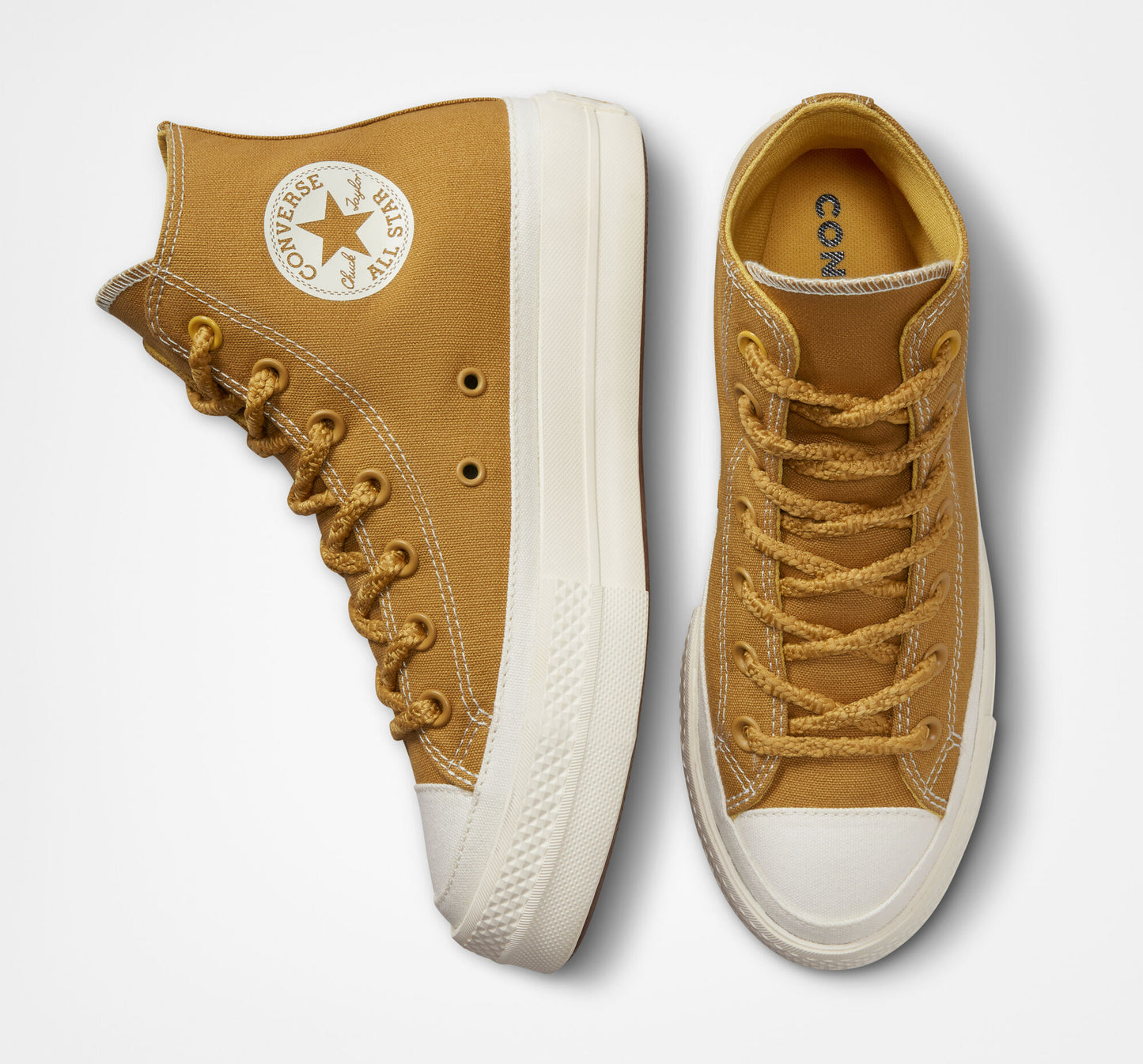 Women's Converse Chuck Taylor All Star Platform Lift Tonal Canvas Hi Top Shoe, A04363F Multi Sizes Burnt Honey/Thriftshop Yellow