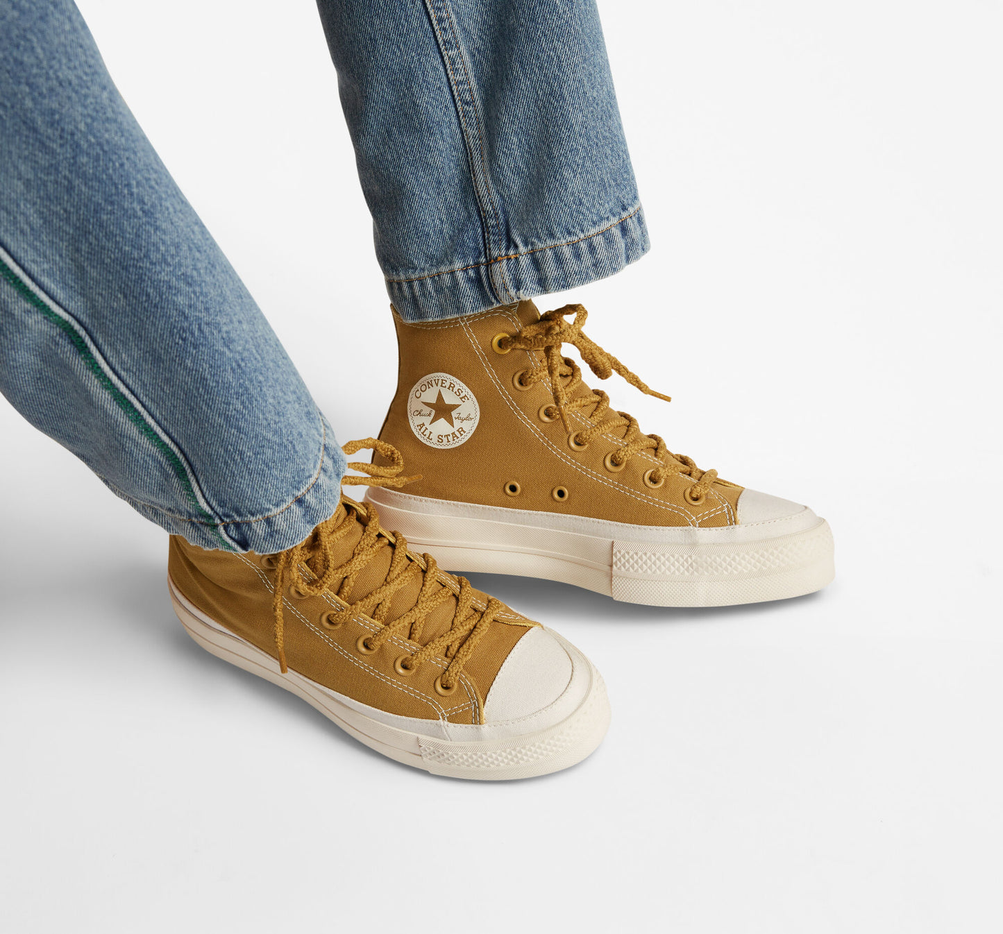 Women's Converse Chuck Taylor All Star Platform Lift Tonal Canvas Hi Top Shoe, A04363F Multi Sizes Burnt Honey/Thriftshop Yellow