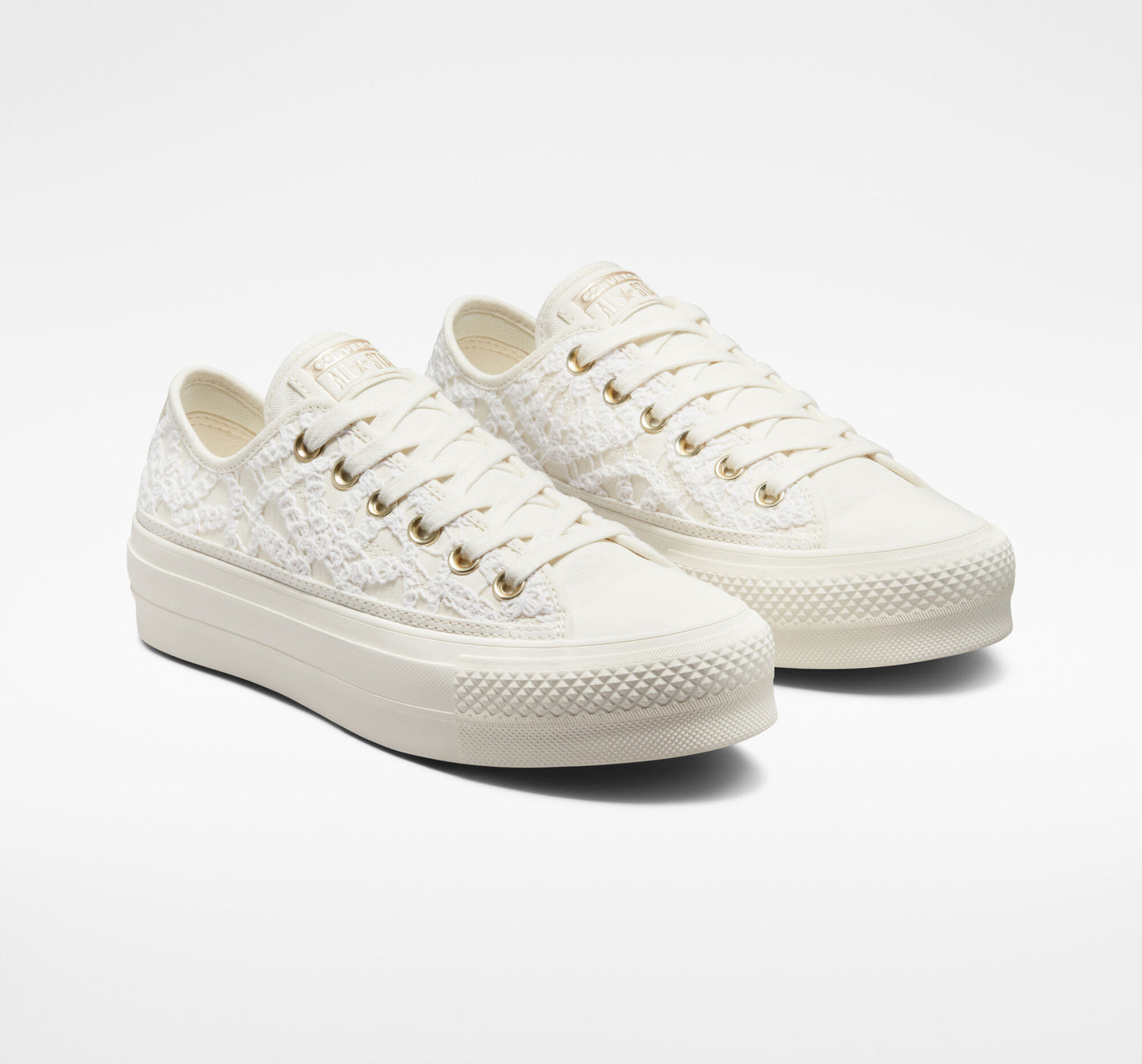 Women's Converse Chuck Taylor All Star Lift Platform Daisy Cord Ox Low Top Shoes, A05007C Multi Sizes White/Egret/Egret