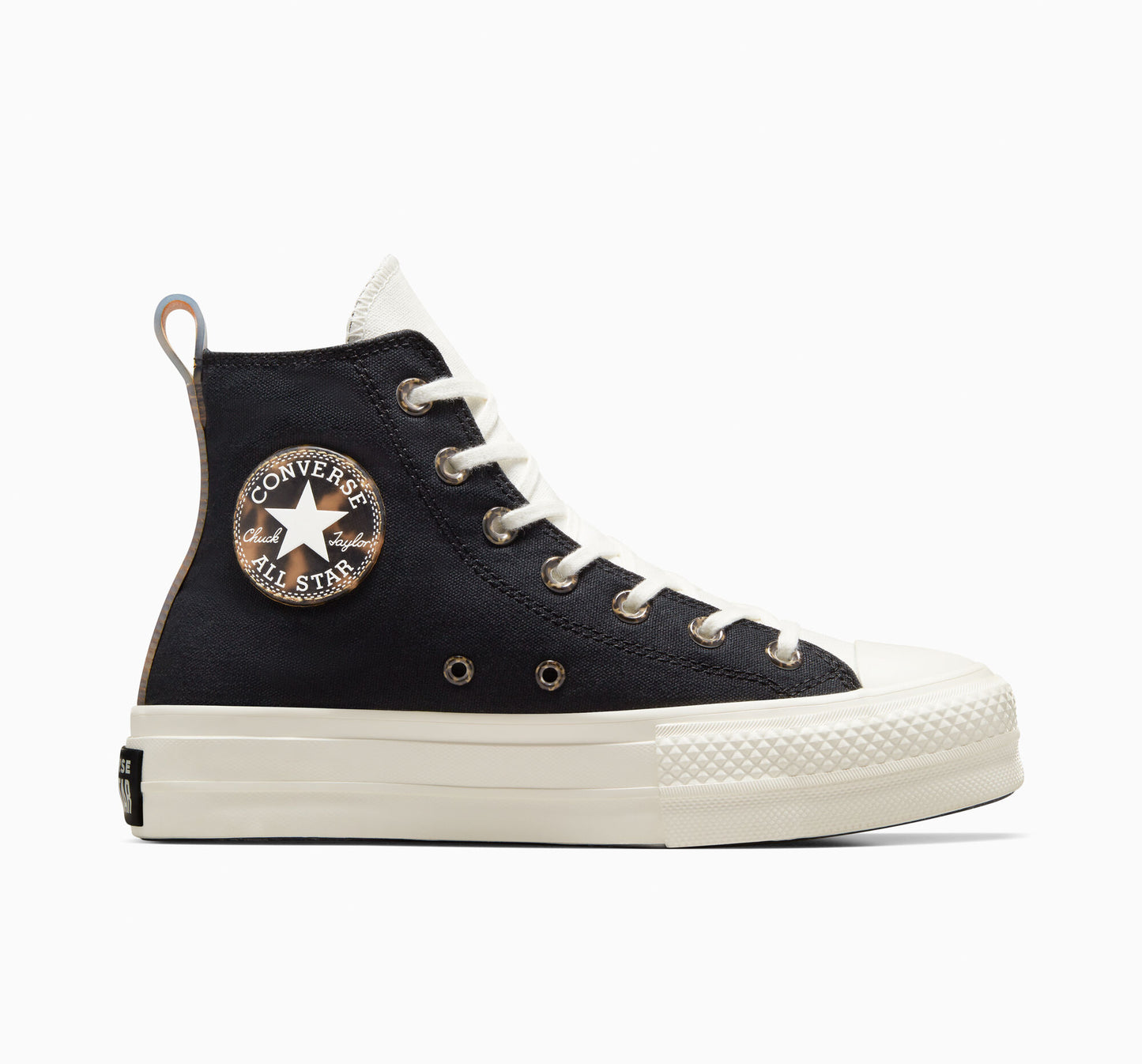 Women's Converse Chuck Taylor All Star Tortoise Platform Lift Hi Top Shoe, A05257C Multi Sizes Black/Egret/Tawny Owl