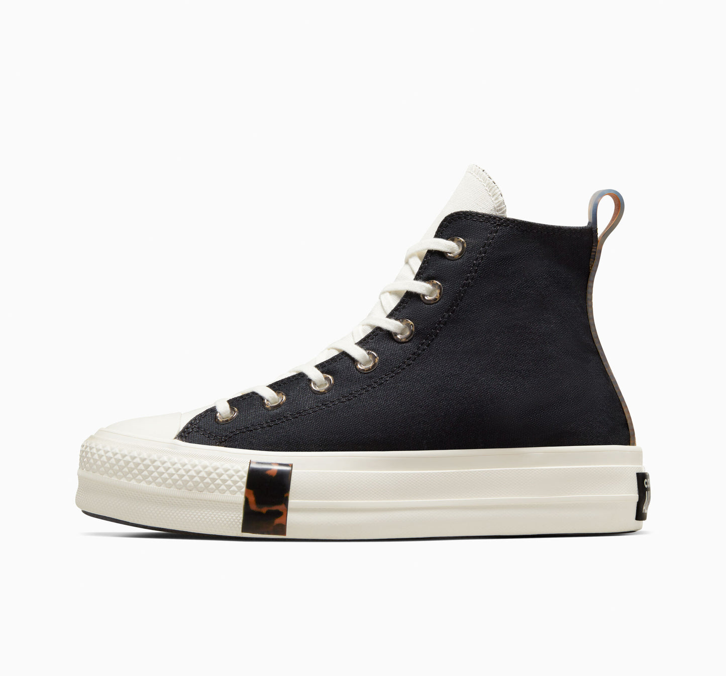 Women's Converse Chuck Taylor All Star Tortoise Platform Lift Hi Top Shoe, A05257C Multi Sizes Black/Egret/Tawny Owl