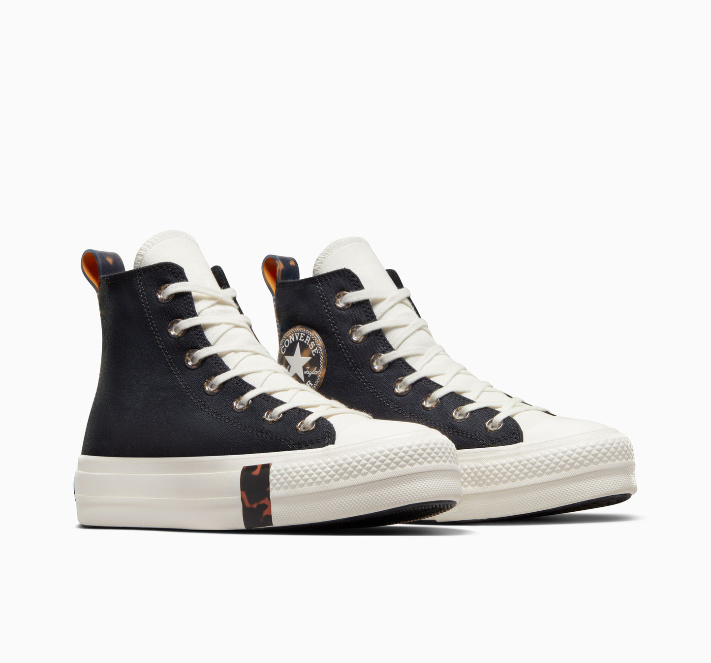 Women's Converse Chuck Taylor All Star Tortoise Platform Lift Hi Top Shoe, A05257C Multi Sizes Black/Egret/Tawny Owl