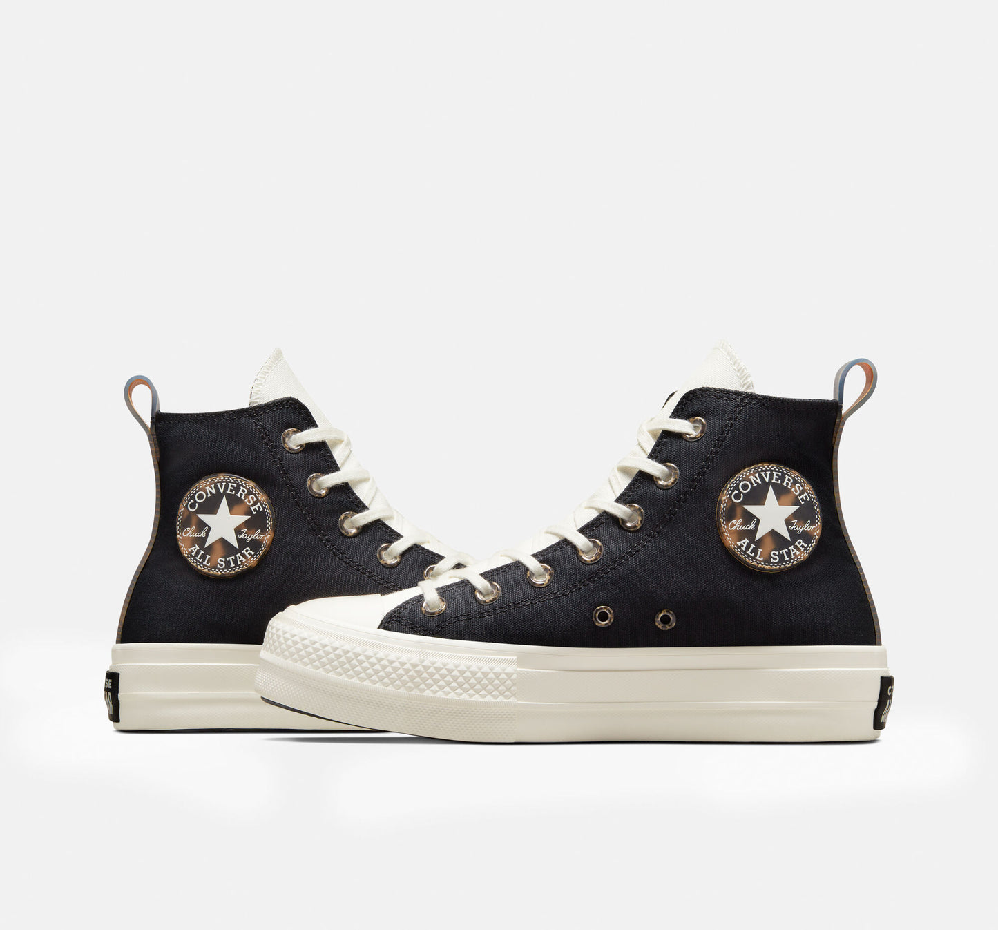 Women's Converse Chuck Taylor All Star Tortoise Platform Lift Hi Top Shoe, A05257C Multi Sizes Black/Egret/Tawny Owl