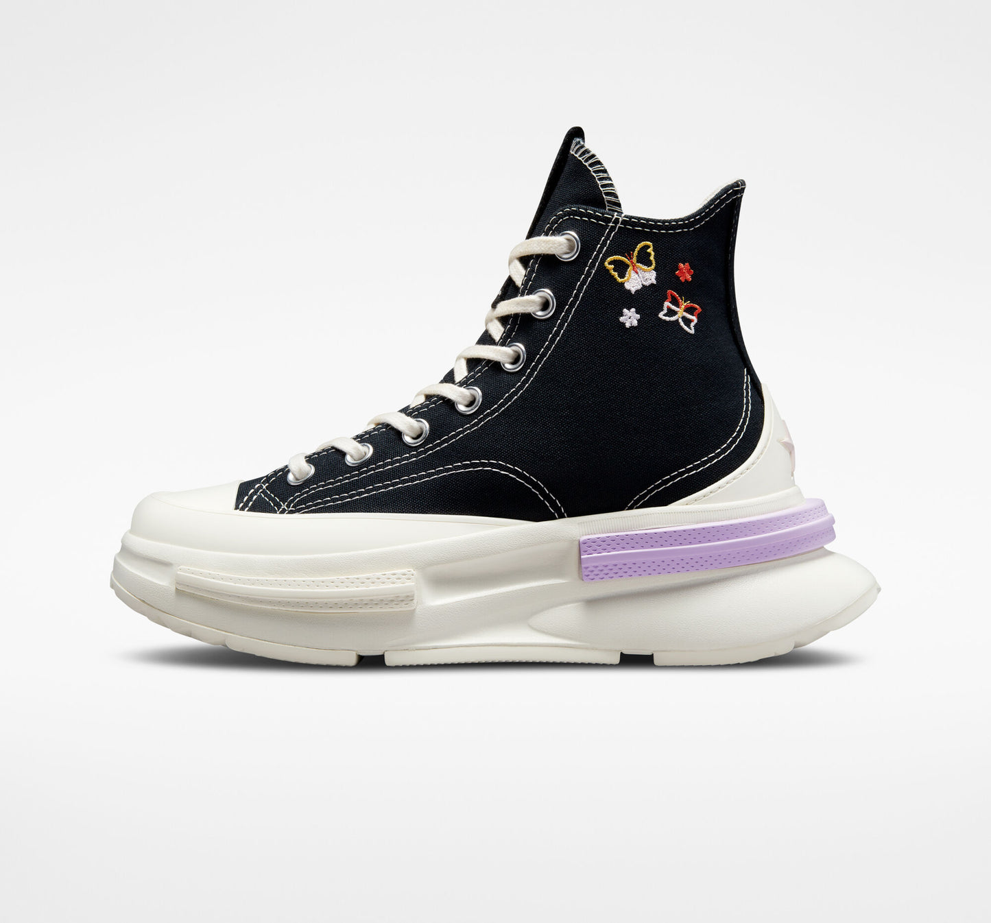 Converse Run Star Legacy CX Platform Butterfly Wings Hi Top Shoe, A05978C Multi Sizes Black/Egret/Lilac Mist
