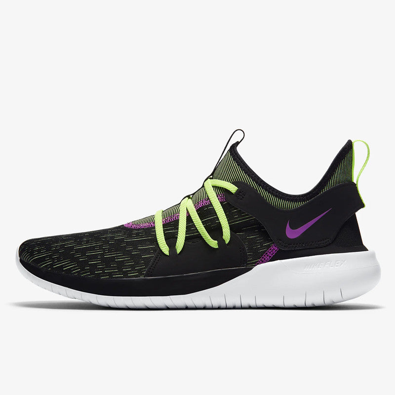 Men's Nike Flex Contact 3 Running Shoes, AQ7484 001 Black/Volt Glow/Hyper Violet