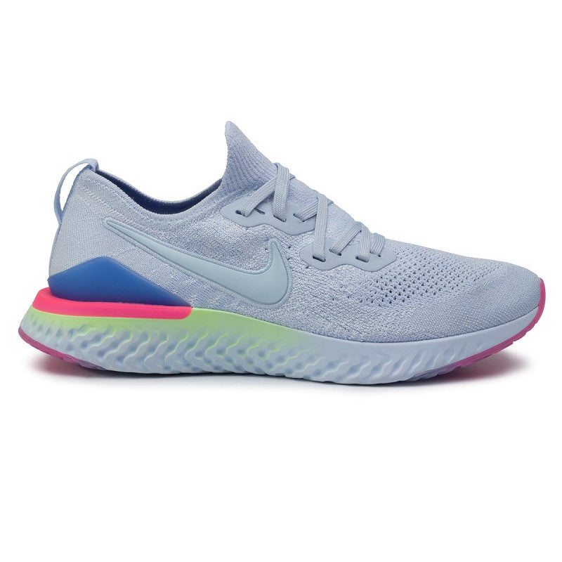 Men's Nike Epic React Flyknit 2 Running Shoes, BQ8928 453 Multi Sizes Hydrogen Blue/Sapphire-Lime Blast-Hyper Pink-Blue Tint