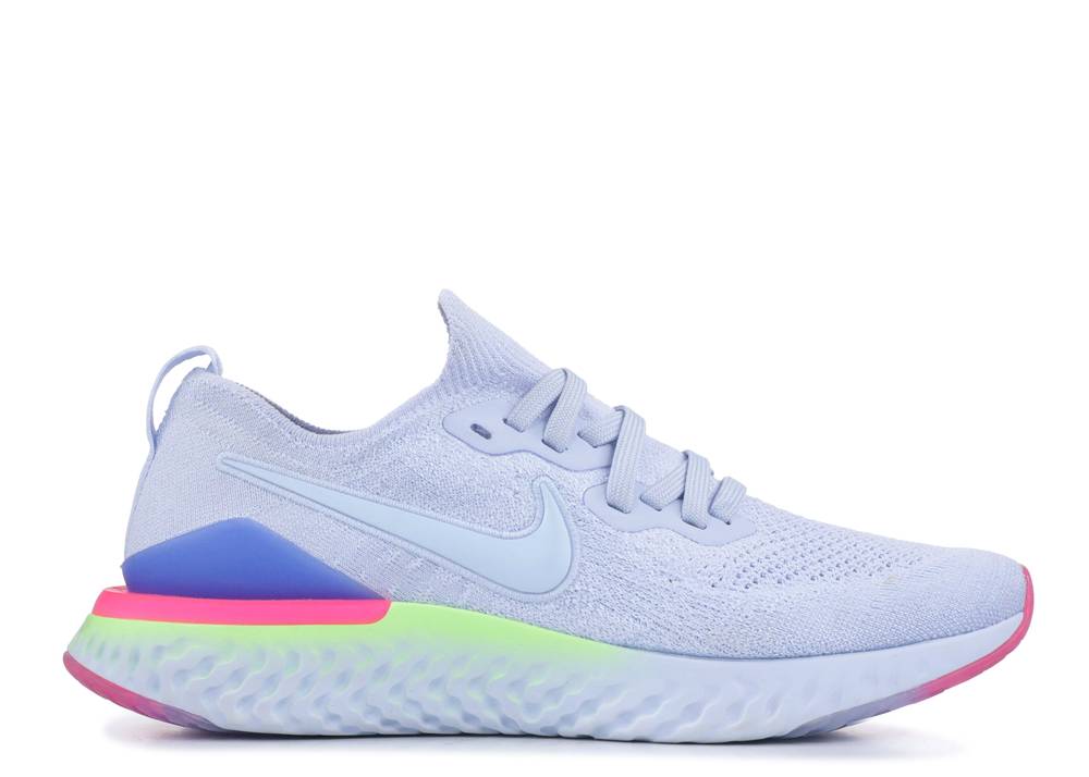 Men's Nike Epic React Flyknit 2 Running Shoes, BQ8928 453 Multi Sizes Hydrogen Blue/Sapphire-Lime Blast-Hyper Pink-Blue Tint