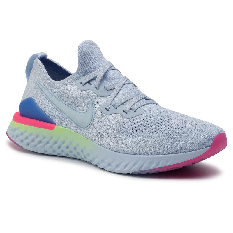 Men's Nike Epic React Flyknit 2 Running Shoes, BQ8928 453 Multi Sizes Hydrogen Blue/Sapphire-Lime Blast-Hyper Pink-Blue Tint