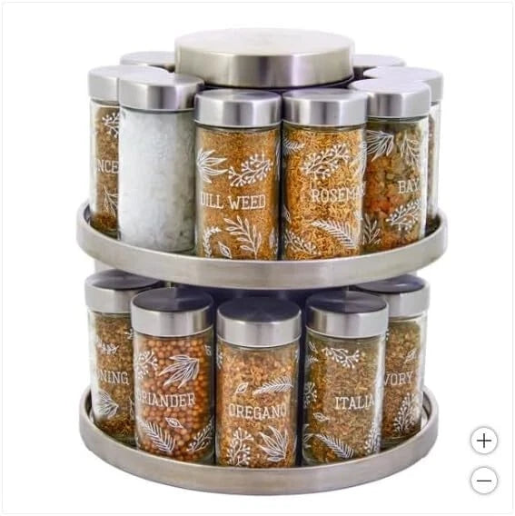 Kamenstein 20 Jar Revolving Spice Rack W/Tool Caddy, 8.3"Wx8.3"Dx9.2"H, 1825621