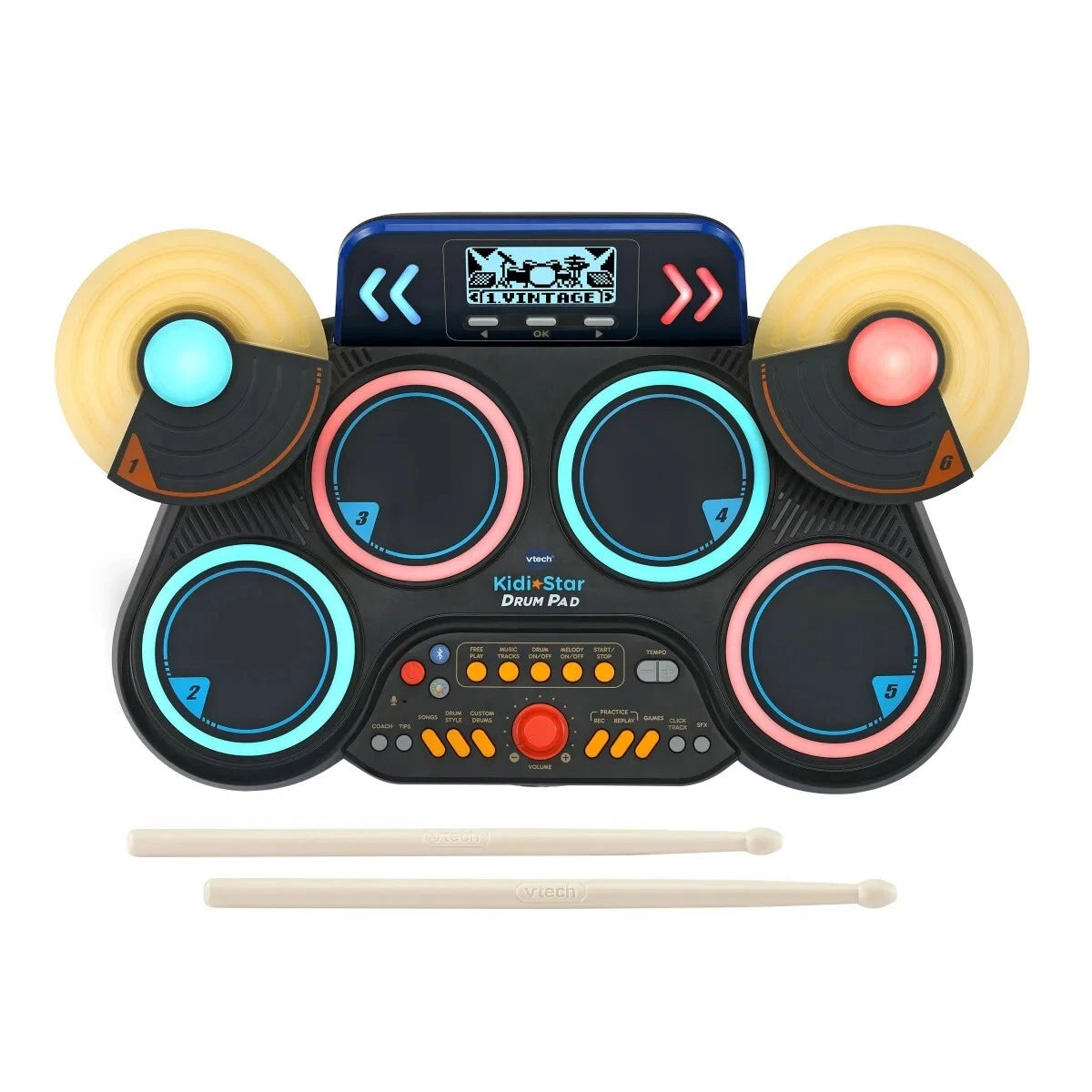 NIB NEW VTech Kidi Star Drum Pad, 80-572600 (30) Music Tracks, Bluetooth, Light