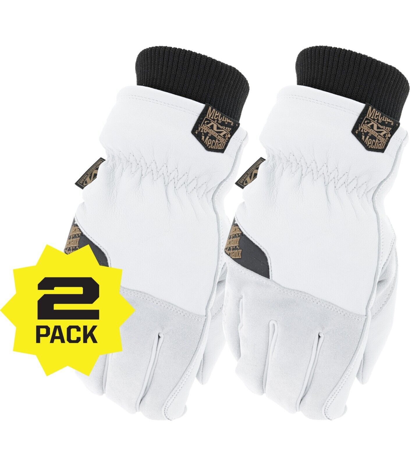 2 PACK MECHANIX WEAR ColdWork Durahide Insulated Driver Winter Gloves, White/Black