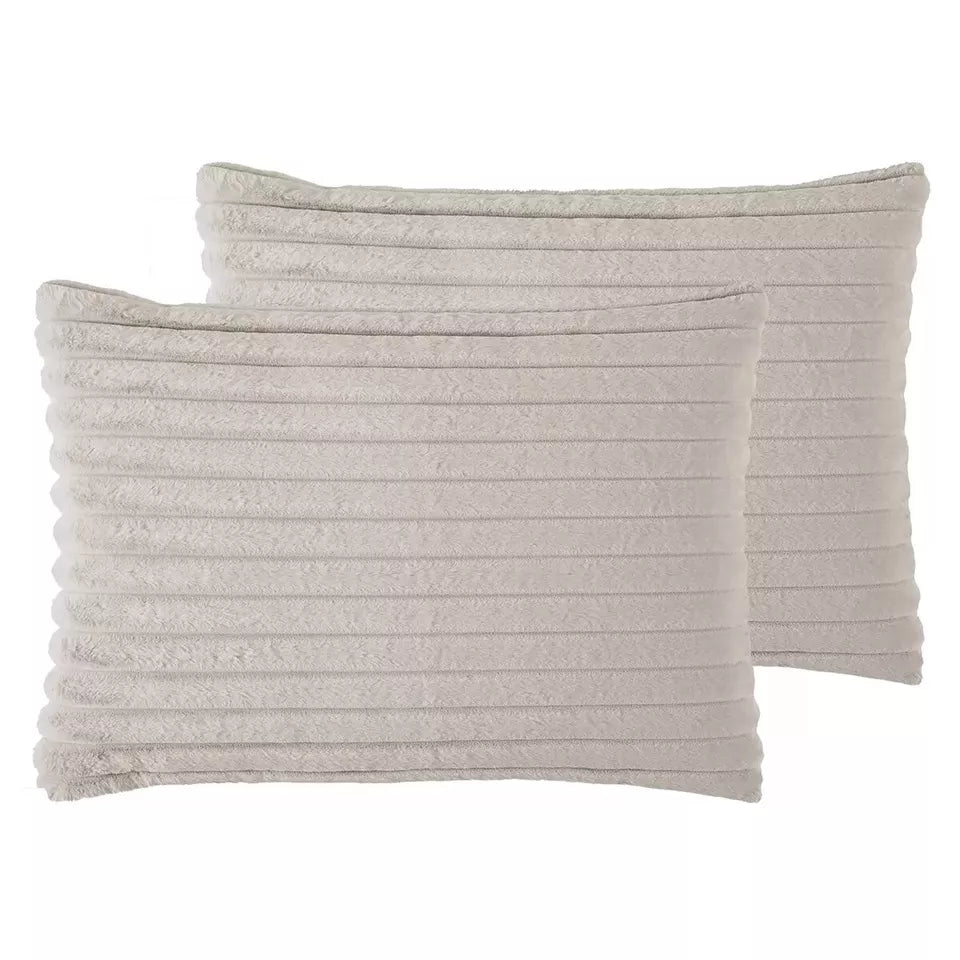 Frye 4" Jacquard Channel Luxury Faux Fur Comforter 3 Piece King Set, Reversible