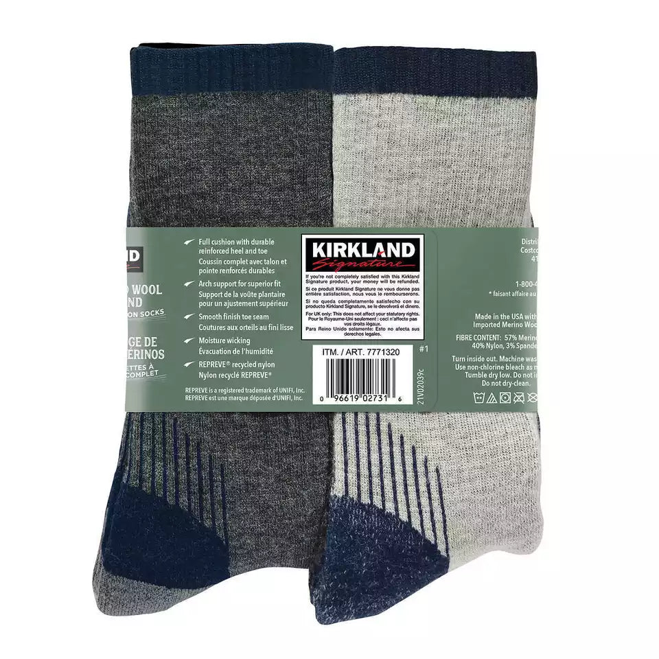 Men's Kirkland Merino Wool Sock, 4 Pair Navy/Charcoal/Grey/Navy Combinat 7771320