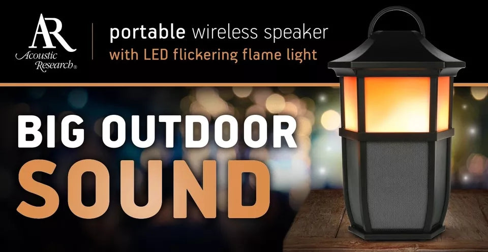 Acoustic Research Wireless Bluetooth Indoor Outdoor Speaker Flickering Light ✅✅✅