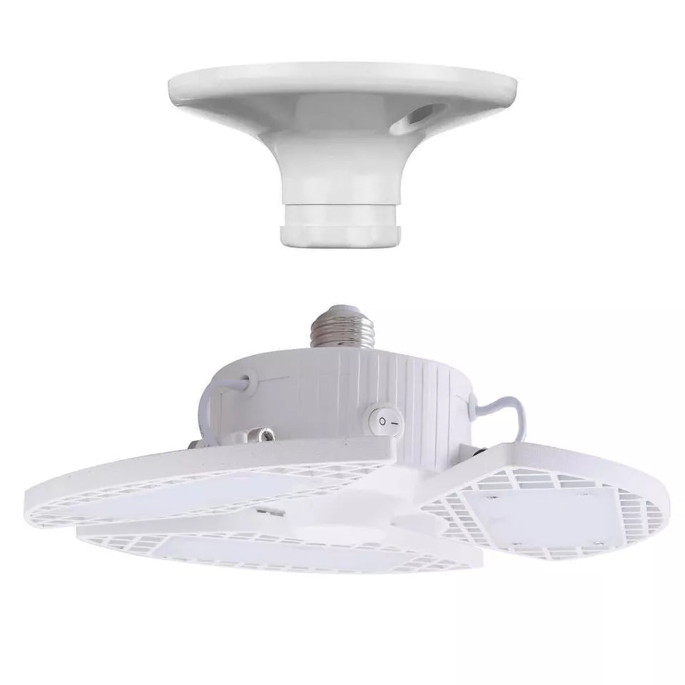 (2 pack) 3-Panel 8000 Lumens, Direct LED Retro-Fit E26 Indoor Garage Work Light