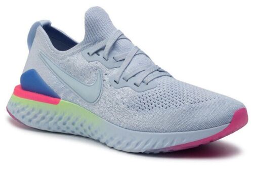 Men's Nike Epic React Flyknit 2 Running Shoes, BQ8928 453 Multi Sizes Hydrogen Blue/Sapphire-Lime Blast-Hyper Pink-Blue Tint