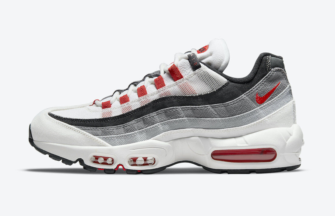 Men's Nike Air Max 95 QS Japan Running Shoes, DH9792 100 Multi Sizes Summit White/Off Noir/Light Smoke Grey/Chile Red