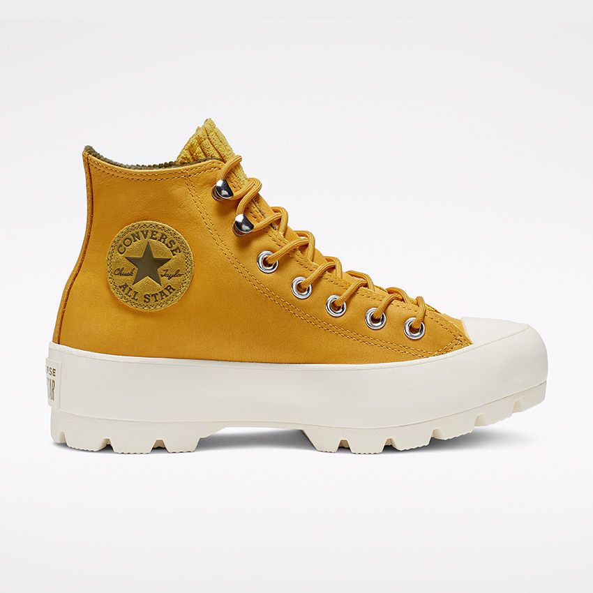 Women's Converse Chuck Taylor All Star Leather Gore-Tex Lugged Waterproof Winter Boot, 565005C Multi Sizes Gold Dart/Olive Flak/Egret