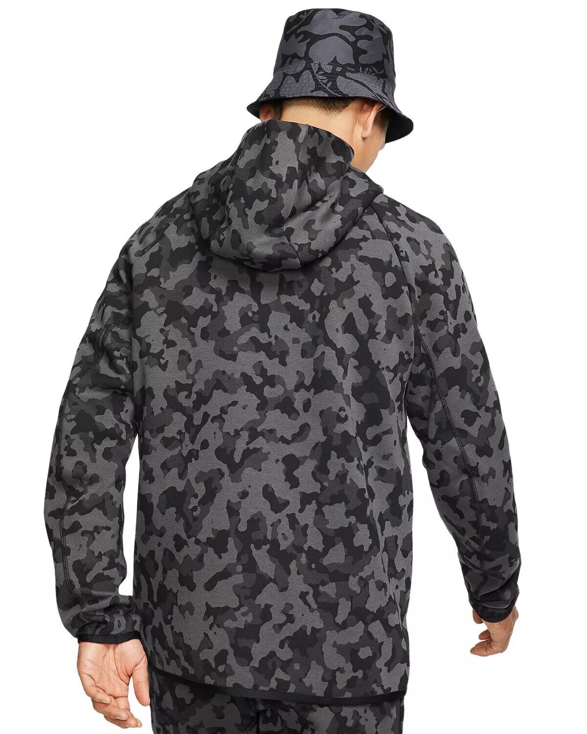 Men's Nike Tech Fleece AOP Camo Full-Zip Hoodie, CJ5975 010 Multi Sizes Black