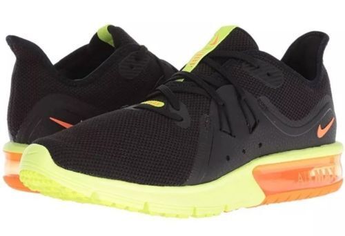 Men's Nike Air Max Sequent 3 Running Shoes, 921694 012 Multi Sizes Black/Total Orange/Volt
