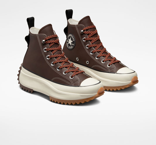 Converse Run Star Hike Platform Leather Hi Top Boot, A03742C Multi Sizes Dark Root/Egret/Black
