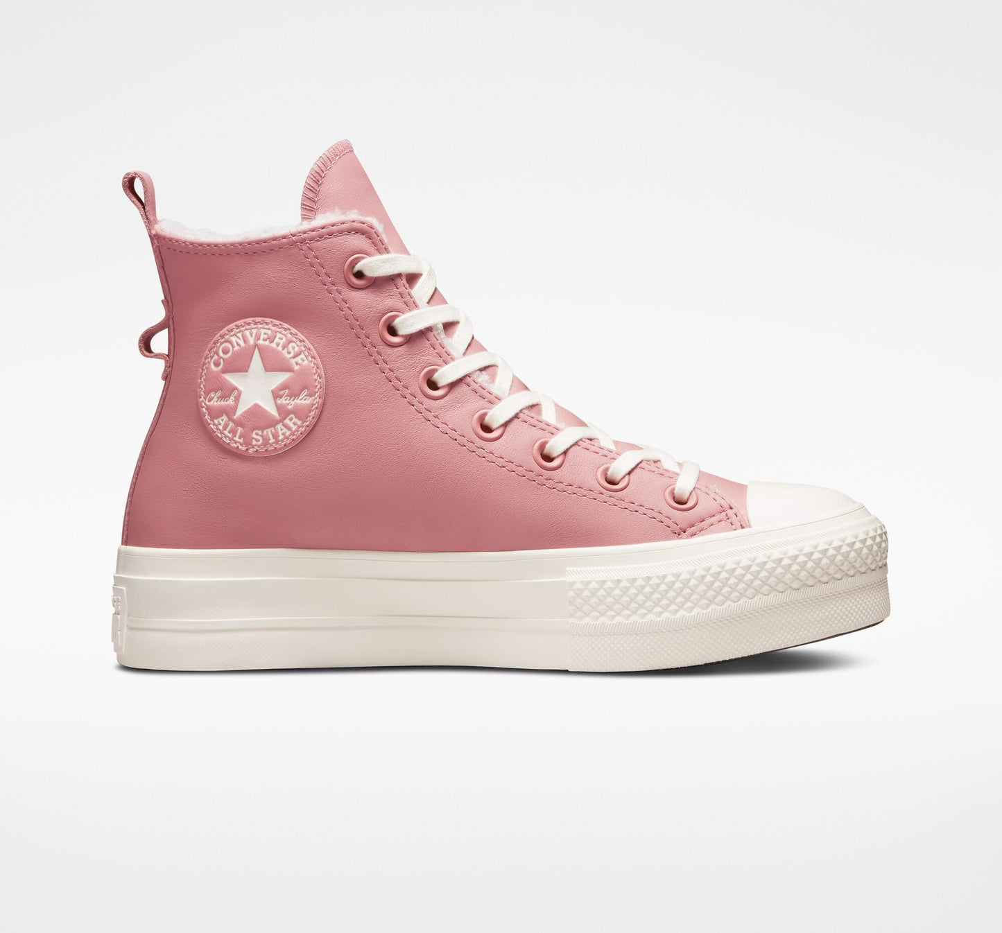 Women's Converse Chuck Taylor All Star Lined Leather Platform Hi Top Shoe, A04256C Multi Sizes Rust Pink/Egret/Egret