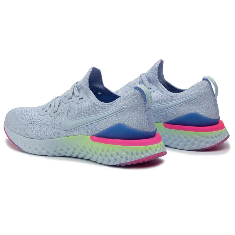 Men's Nike Epic React Flyknit 2 Running Shoes, BQ8928 453 Multi Sizes Hydrogen Blue/Sapphire-Lime Blast-Hyper Pink-Blue Tint