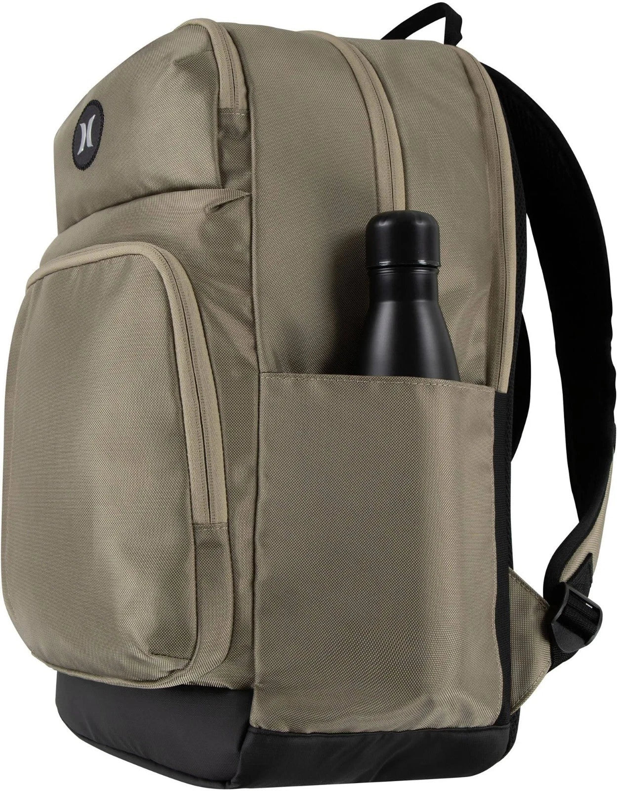 New Hurley Rider Backpack Khaki & Black Laptop & Bottle Pockets, 9A7386-X1T O/S