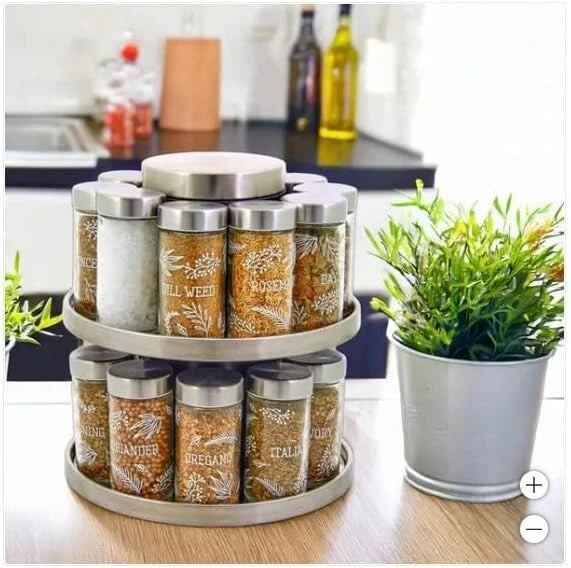 Kamenstein 20 Jar Revolving Spice Rack W/Tool Caddy, 8.3"Wx8.3"Dx9.2"H, 1825621