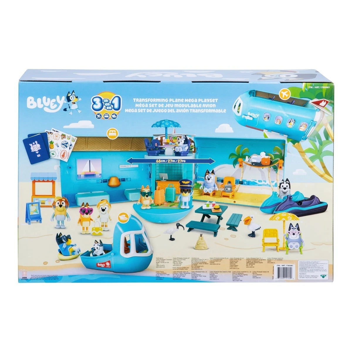 Bluey's 3-IN-1 Transforming Plane Mega Set S13 Ultimate Family Trip Playset, 42p