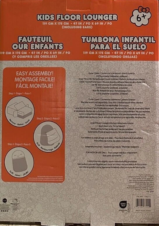 New Kids Floor Lounger Floor Pillow & Chair, Choice Bluey or Spiderman 47"X69"