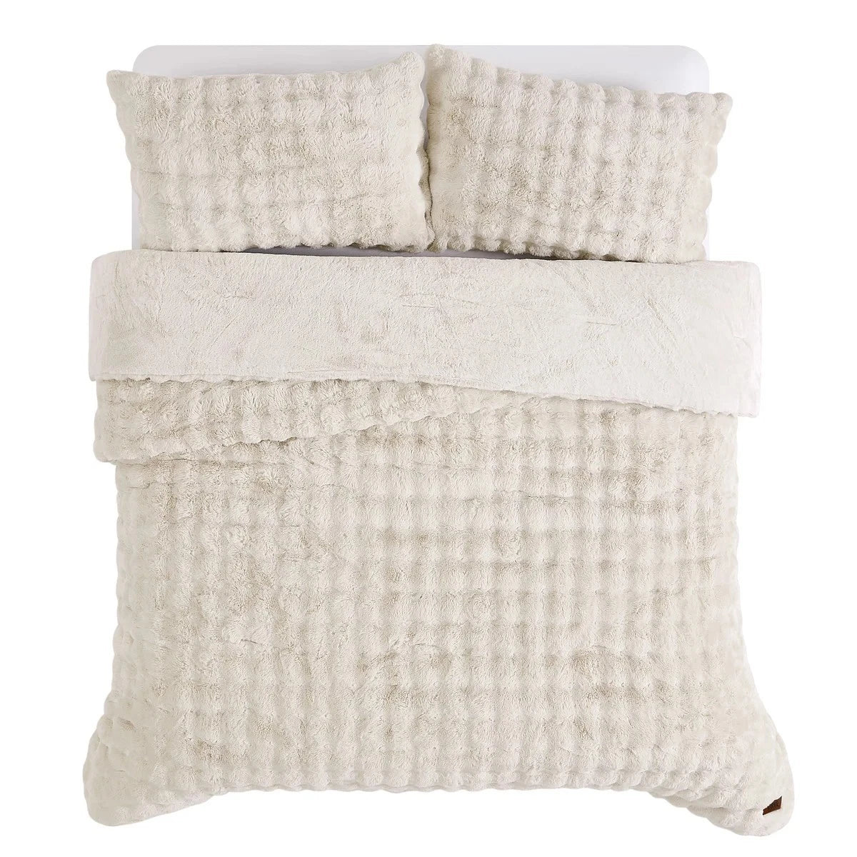 Frye Luxury Bubble Faux Fur Comforter 3 Piece King Set, Reversible Choice Colors