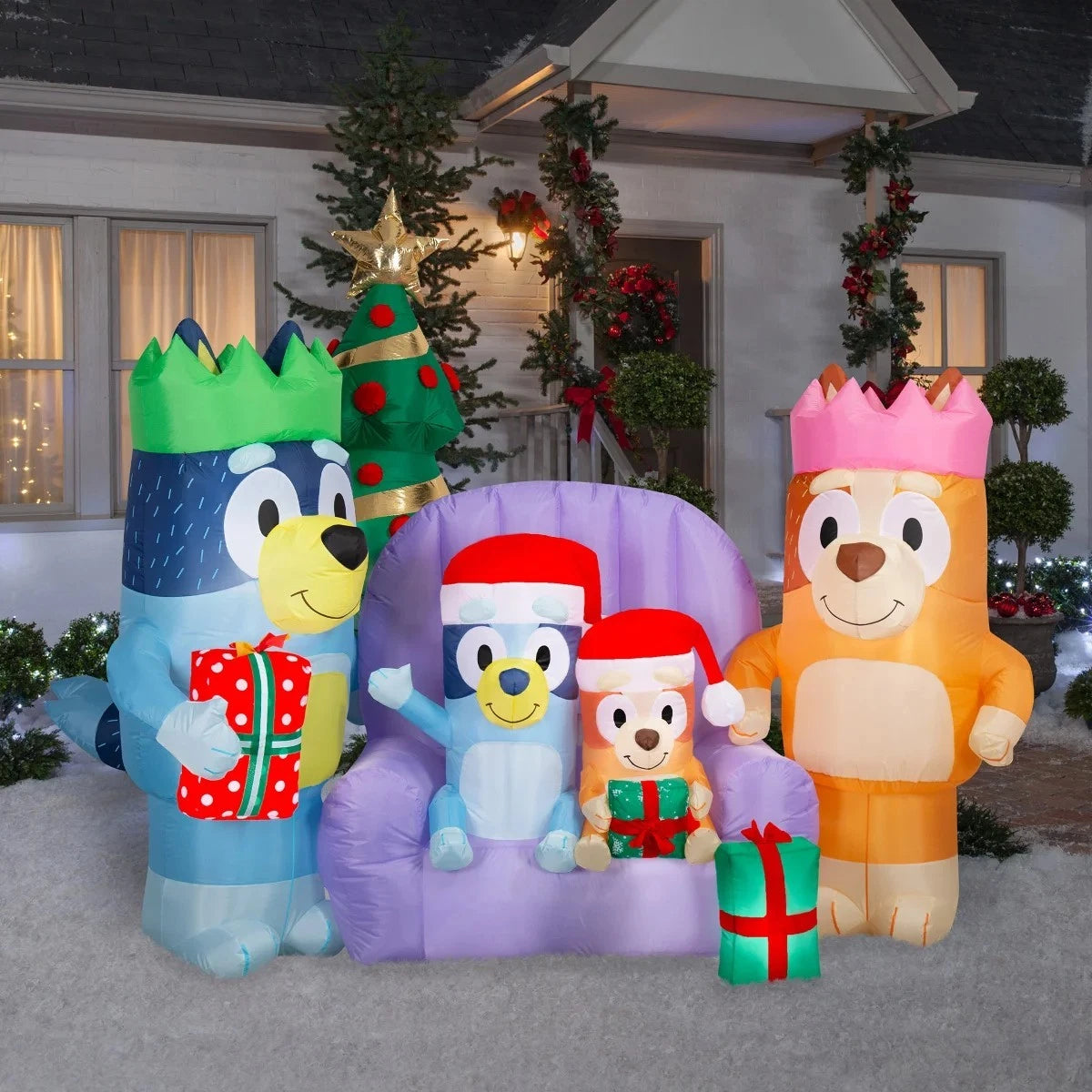New 6.6’ Bluey Family 8 LED Lights Christmas Inflatable, 1851504 Gemmy Airblown®