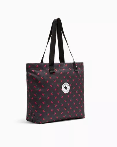 Converse Unisex Cherry Print Canvas Tote Bag, 10026021-A01 Converse Black Cherry