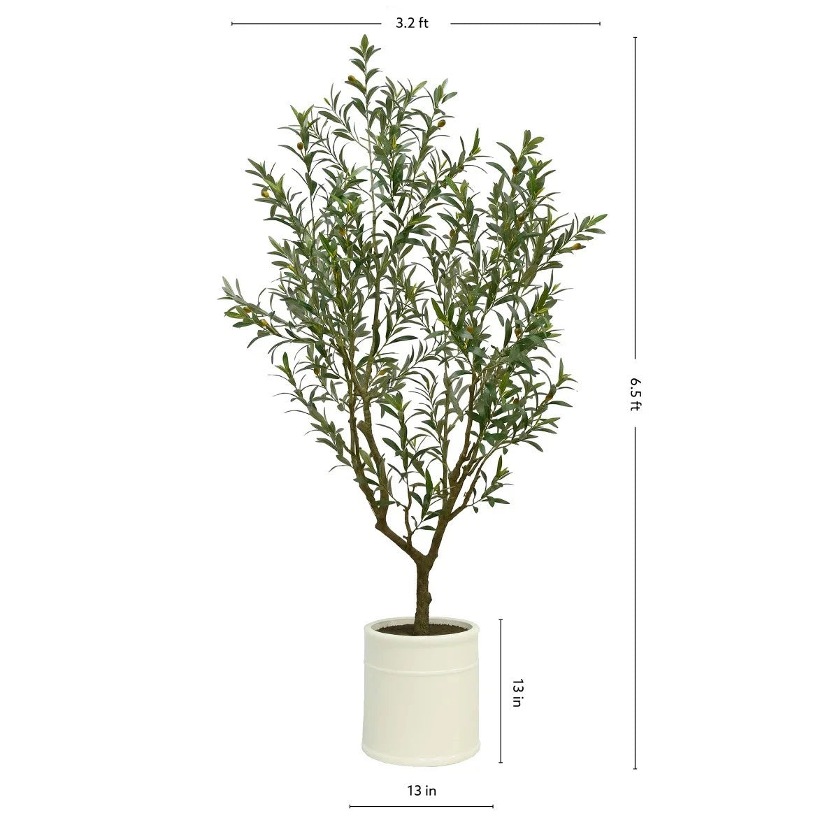New CGH Artificial Faux 6.5’ Olive Tree w/French Crock Planter, 1695672