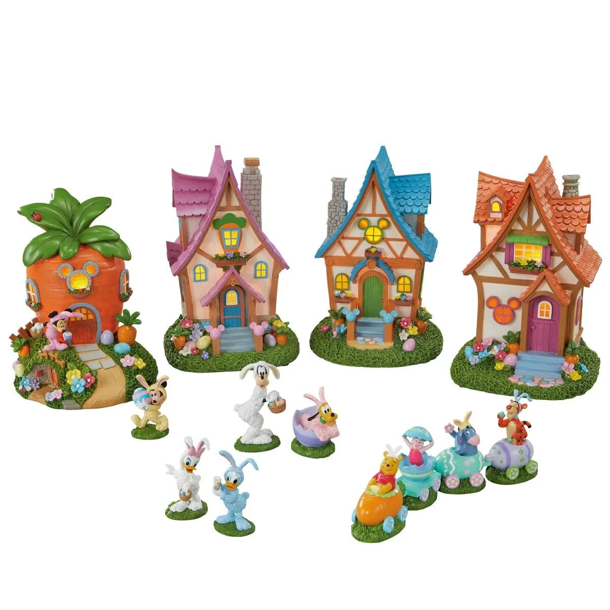 Disney Spring Musical Light-Up Easter Spring Village 13-piece Holiday Set NEW NI