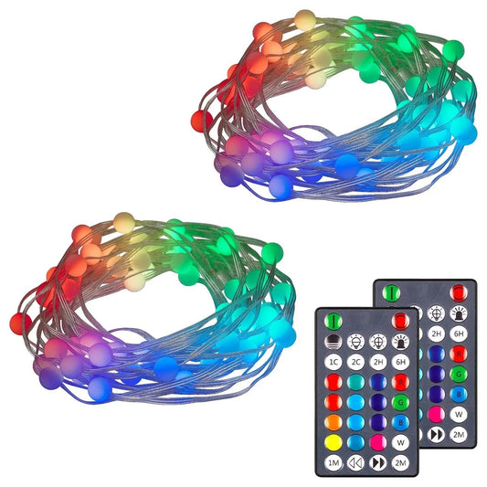 New Enbrighten Color-Changing LED Bubble 180 Bulb Lights 2x29.5ft W/Remote 82984
