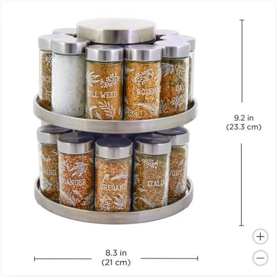 Kamenstein 20 Jar Revolving Spice Rack W/Tool Caddy, 8.3"Wx8.3"Dx9.2"H, 1825621