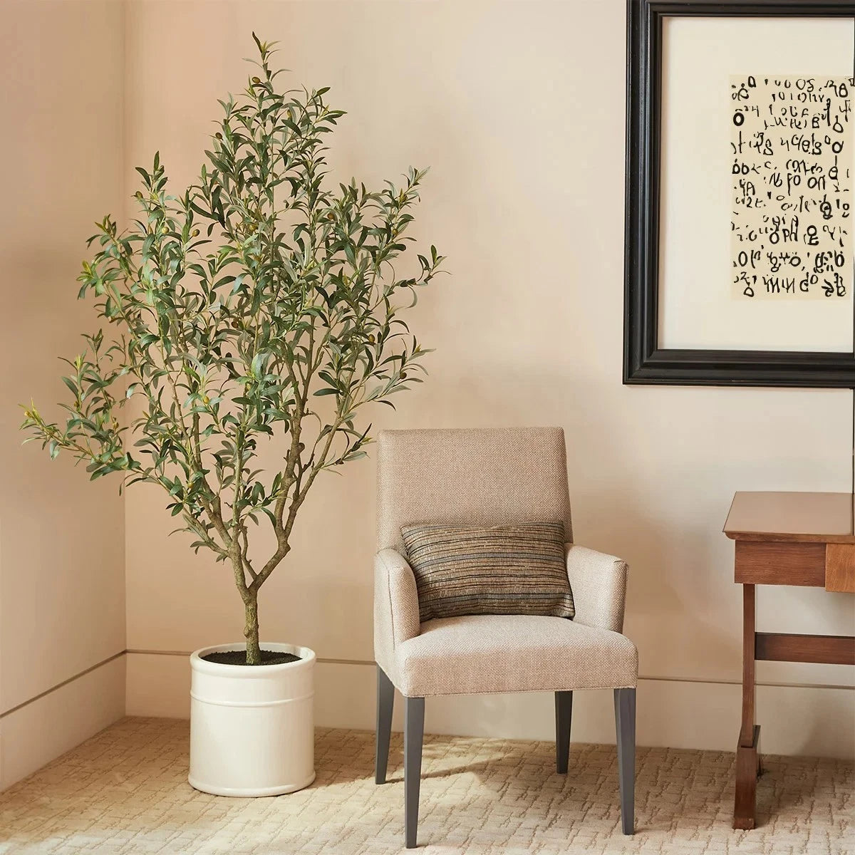 New CGH Artificial Faux 6.5’ Olive Tree w/French Crock Planter, 1695672