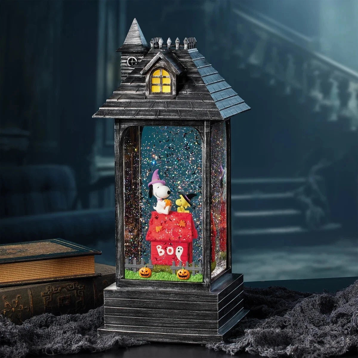 Peanuts Snoopy Halloween Swirling Glitter 14" Lantern with Lights & Music,